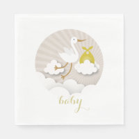 Tormenta + nubes Neutral Baby Shower Napkins