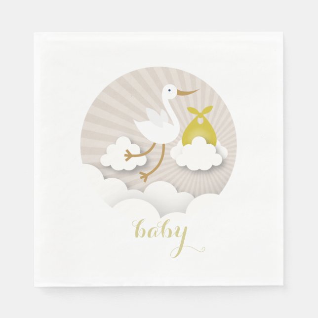 Servilleta De Papel Tormenta + nubes Neutral Baby Shower Napkins (Anverso)