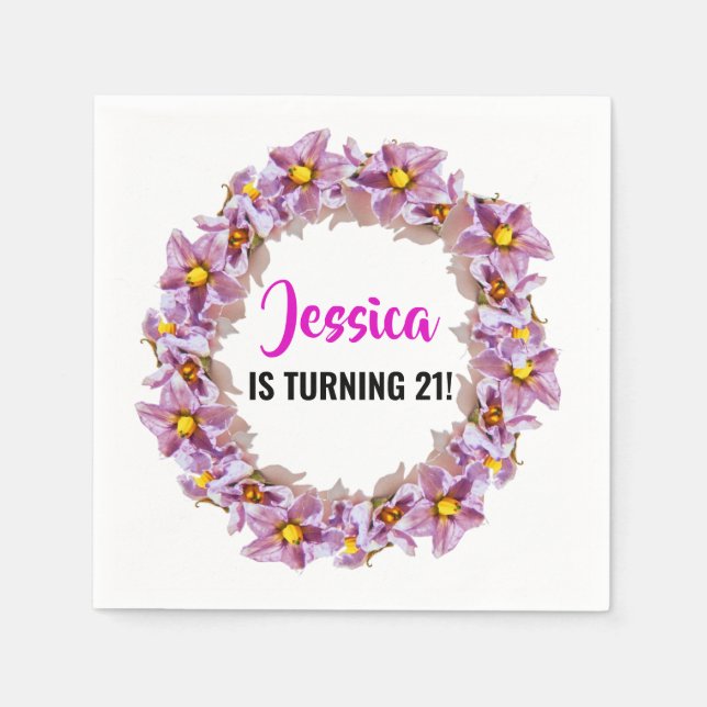 Servilleta De Papel Tornando 21 Cóctel tropical rosa, morado, azul (Anverso)