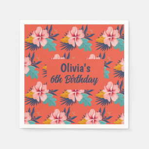 Servilleta De Papel Torneo de verano tropical luau Chica cumpleaños