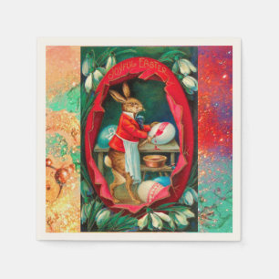 SERVILLETA DE PAPEL TORNILLOS CON HUEVOS FÁCILES DE PINTURA DE RABITA