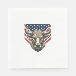 Servilleta De Papel Toro Patriótico Cabeza Grabado Vintage Arte Vector