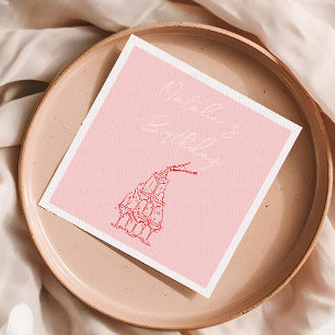 Servilleta De Papel Torre de Champagne con mano rosa retro Cumpleaños