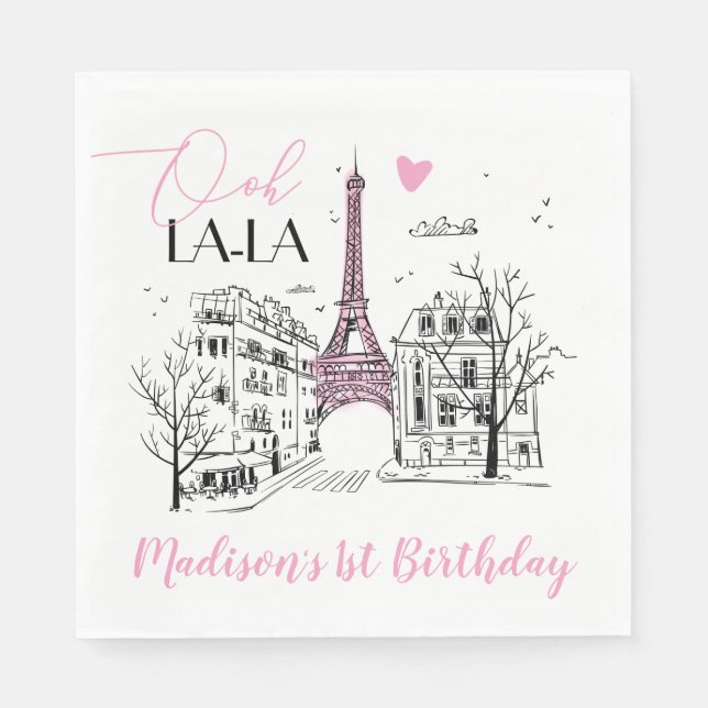 Servilleta De Papel Torre Eifel París Parisino Feliz Cumpleaños Cualqu (Anverso)