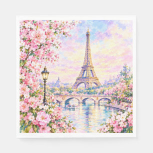 Servilleta De Papel Torre Eiffel acuarela París floral rosa francés