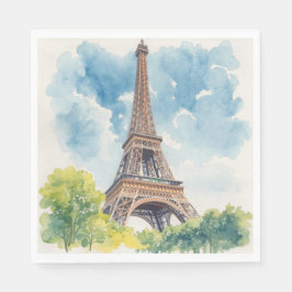 Servilleta De Papel Torre Eiffel Acuarela París Francia Pintado