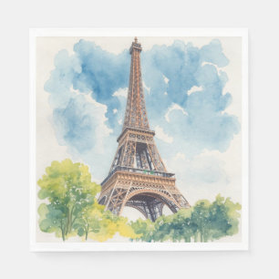 Servilleta De Papel Torre Eiffel Acuarela París Francia Pintado