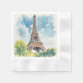 Servilleta De Papel Torre Eiffel Acuarela París Francia Pintado