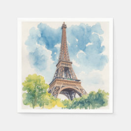 Servilleta De Papel Torre Eiffel Acuarela París Francia Pintado