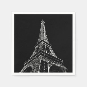 Servilleta De Papel Torre Eiffel Blanco Negro París Viaje Vintage