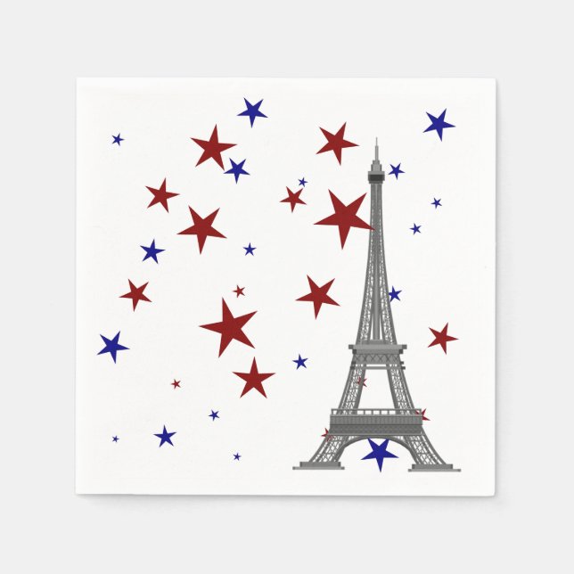 Servilleta De Papel Torre Eiffel con estrellas (Anverso)