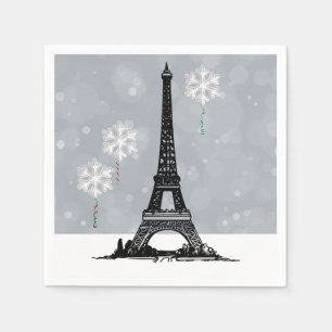 Servilleta De Papel Torre Eiffel de Invierno, Navidades de globos de c