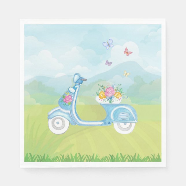 Servilleta De Papel Torre Eiffel de París con tema de fiesta Scooter (Anverso)