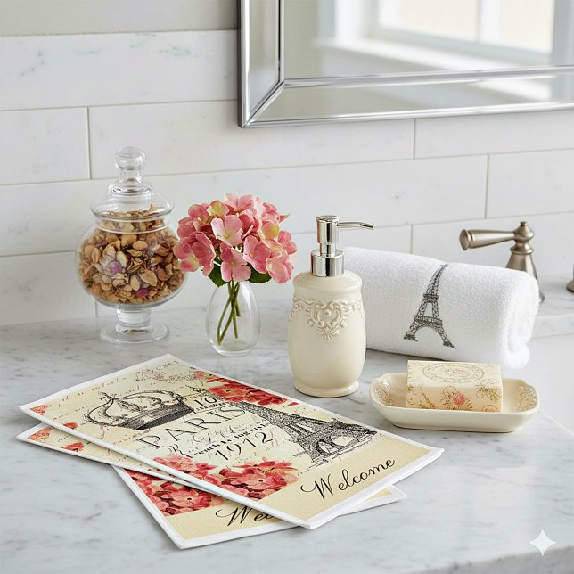 Servilleta De Papel Torre Eiffel e hidrangea (Subido por el creador)