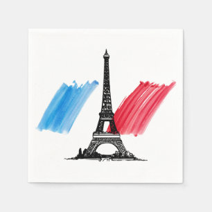 Servilleta De Papel Torre Eiffel francesa y fiesta de la cena con band