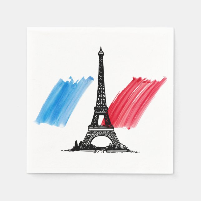 Servilleta De Papel Torre Eiffel francesa y fiesta de la cena con band (Anverso)