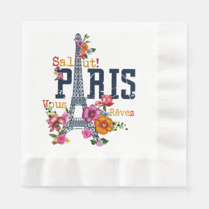 Servilleta De Papel Torre Eiffel Paris Shirt Salut Flowt Paris Fra