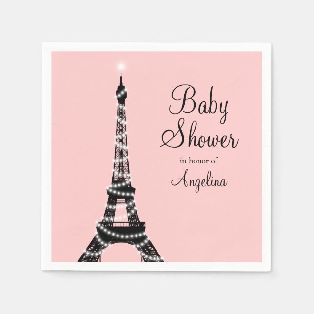 Servilleta De Papel Torre Eiffel parkles Baby Shower Napkin (Anverso)