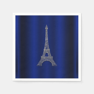 Servilleta De Papel Torre Eiffel Plateada Azul Real Boda Chic París