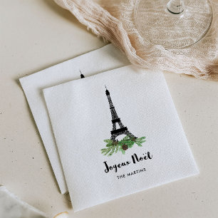 Servilleta De Papel Torre Eiffel y Pino Moderno Joyeux Noel
