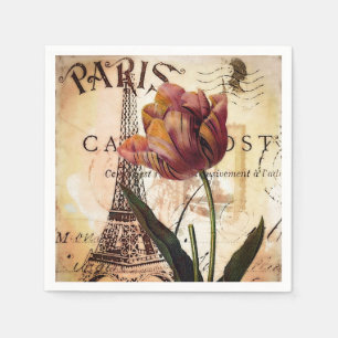 Servilleta De Papel Torre Eiffel y tulipán