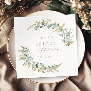 Servilleta De Papel Tórrida ducha de novia eucalipto dorado boho
