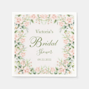 Servilleta De Papel Tórrido Rubor Floral Elegante Nombre Ducha de Novi