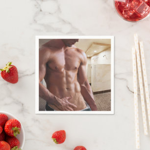 Servilleta De Papel Torso masculino musculoso sin camiseta de Slippery