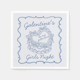 Servilleta De Papel Torta Coqueta Corazón Retro Lazo Azul Galentines