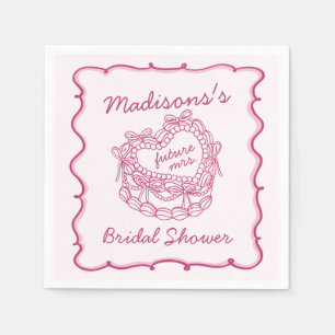 Servilleta De Papel Torta Coquette Corazón Retro con Lazo Rosa para De