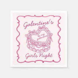 Servilleta De Papel Torta Coquette Corazón Retro Lazo Rosa Galentines