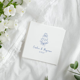 Servilleta De Papel Torta de boda azul francés con doodle escrito a ma