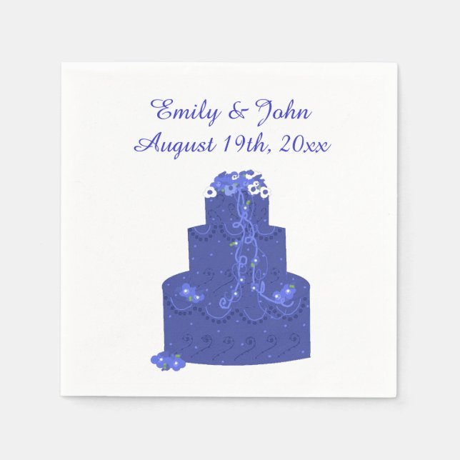Servilleta De Papel Torta de Boda Azul Real (Anverso)