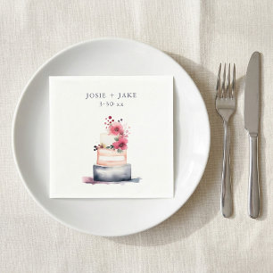 Servilleta De Papel Torta de boda con acuarela bonita