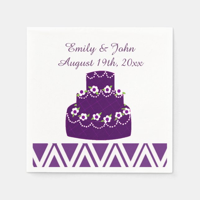 Servilleta De Papel Torta de boda morada (Anverso)