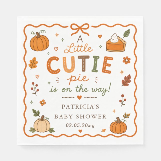 Servilleta De Papel Torta De Calabaza Cutie Pie Cumpleaños De Bebe Sin (Anverso)