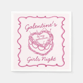 Servilleta De Papel Torta de Cereza Coquette Corazón Retro Rosa Galent