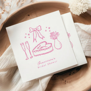 Servilleta De Papel Torta de Champagne con Lazo Rosa Caprichoso Desped