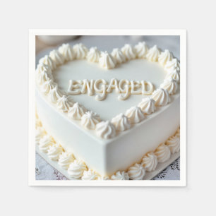 Servilleta De Papel Torta De Corazón Blanco Para Compromiso