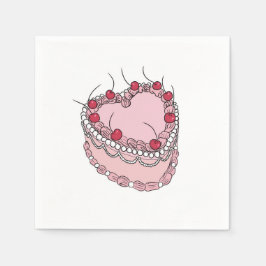 Servilleta De Papel Torta de corazón con tema vintage