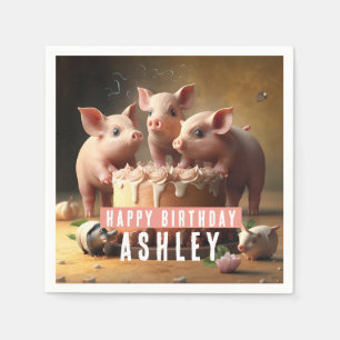 Servilleta De Papel Torta de cumpleaños de tres cerditos