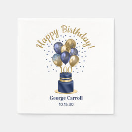 Servilleta De Papel Torta de globo azul de la marina de cumpleaños núm