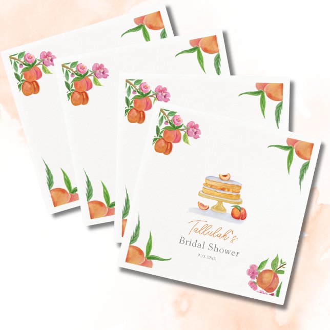 Servilleta De Papel Torta De Melocotón Con Flores De Acuarela Desayuno (Subido por el creador)