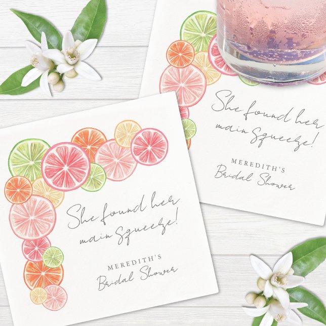 Servilleta De Papel Torta de Naranja para Despedida de Soltera (Main Squeeze Citrus Bridal Shower Napkins)