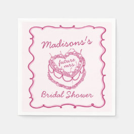 Servilleta De Papel Torta de Novia Coquette Corazón Retro Rosa Cereza