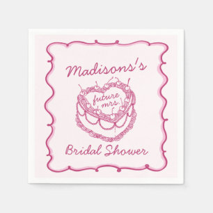 Servilleta De Papel Torta de Novia Coquette Corazón Retro Rosa Cereza