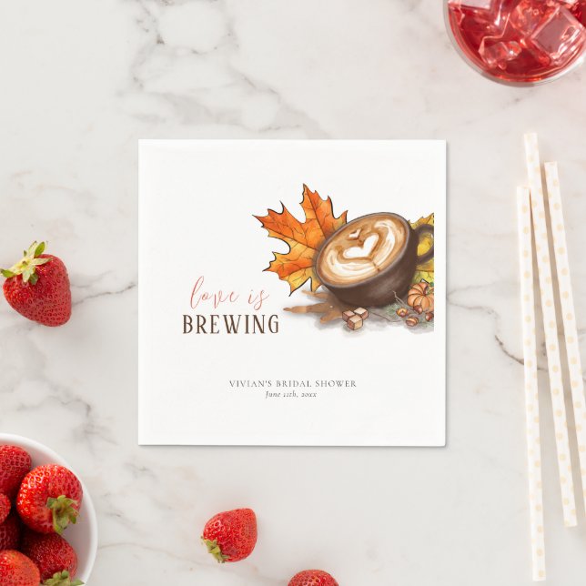 Servilleta De Papel Torta de Shower Nupcial Acuarela Amor de Café Espr (In situ)