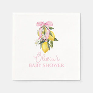 Servilleta De Papel Torta De Shower Para Bebe Lemon Pink Bow La Dolce 
