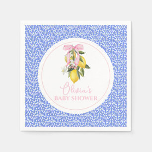 Servilleta De Papel Torta De Shower Para Bebe Lemon Pink Bow La Dolce