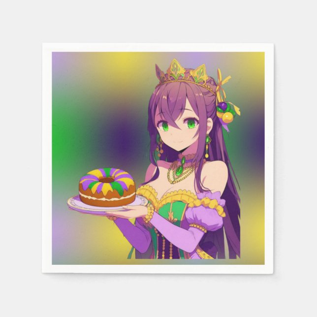 Servilleta De Papel Torta del Rey Anime Mardi Gras (Anverso)